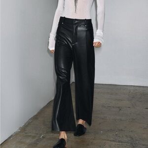 Zara The Marine Pant Faux Leather Wide Leg Size 0 Y2K bratz downtown it girl